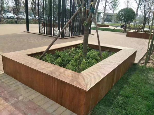 北京竹木树池竹木地板整体施工案例